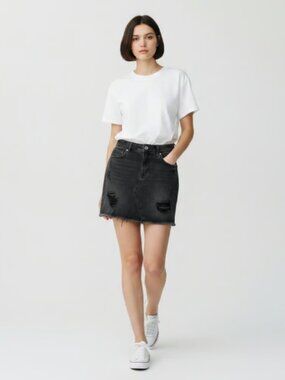 Wild Fable black distressed mini denim skirt 0